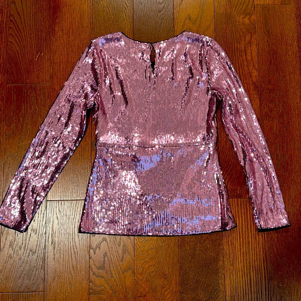 Inc Raspberry/Pink Sequin Fun Sparkly Top Xs - image 6